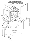 TUB AND FRAME PARTS Diagram and Parts List for GU2300XTLB3  Whirlpool Dishwasher