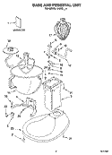 BASE AND PEDESTAL UNIT Diagram and Parts List for 5K5SSWH4  KitchenAid Mixer