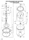 AGITATOR, BASKET AND TUB PARTS Diagram and Parts List for LSN2000PG1  Whirlpool Washer