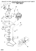 BRAKE, CLUTCH, GEARCASE, MOTOR & PUMP Diagram and Parts List for RAM4143AL2  Whirlpool Washer