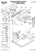 TOP AND CONSOLE PARTS Diagram and Parts List for LGR8648PW0  Whirlpool Dryer