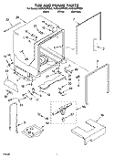 TUB AND FRAME PARTS Diagram and Parts List for KUDU02FRBL2  KitchenAid Dishwasher