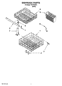 DISHRACK PARTS, OPTIONAL PARTS (NOT INCLUDED) Diagram and Parts List for TUD4700SU1  Estate Dishwasher