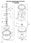 AGITATOR, BASKET AND TUB PARTS Diagram and Parts List for 7MLSR6332KQ3  Whirlpool Washer