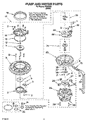 PUMP AND MOTOR PARTS Diagram and Parts List for ISU58460  Whirlpool Dishwasher