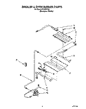 BROILER AND OVEN BURNER Diagram and Parts List for SF367PEYQ2  Whirlpool Range
