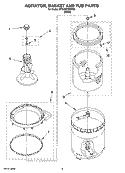 AGITATOR, BASKET AND TUB PARTS Diagram and Parts List for 8TCAP2762MQ0  Whirlpool Washer