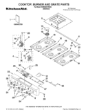 COOKTOP, BURNER AND GRATE PARTS Diagram and Parts List for KDRS467VSS04  KitchenAid Range