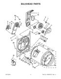 BULKHEAD PARTS Diagram and Parts List for 7MWED1600BM0  Whirlpool Dryer