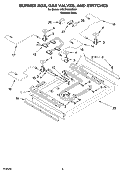 BURNER BOX, GAS VALVES, AND SWITCHES, OPTIONAL PARTS Diagram and Parts List for KGCS105GSS07  KitchenAid Cooktop