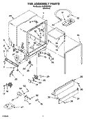 TUB ASSEMBLY PARTS Diagram and Parts List for DU851SWPS1  Whirlpool Dishwasher