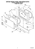 DRYER FRONT PANEL AND DOOR PARTS Diagram and Parts List for LTG6234DQ5  Whirlpool Washer Dryer Combo