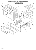 OVEN DOOR AND BROILER Diagram and Parts List for FGP215KN0  Roper Range