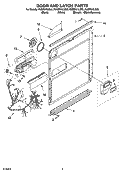 DOOR AND LATCH PARTS Diagram and Parts List for KUDP01ILBS3  KitchenAid Dishwasher
