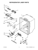 REFRIGERATOR LINER PARTS Diagram and Parts List for KFCO22EVBL5  KitchenAid Refrigerator