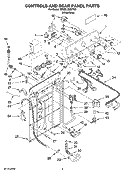 CONTROLS AND REAR PANEL PARTS Diagram and Parts List for 7MMSL7959TW0  Whirlpool Washer