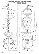 AGITATOR, BASKET AND TUB PARTS Diagram and Parts List for GST9679LW0  Whirlpool Washer