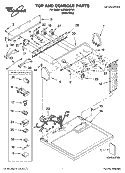 TOP AND CONSOLE PARTS Diagram and Parts List for LGR6646PW1  Whirlpool Dryer