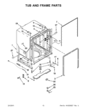 TUB AND FRAME PARTS Diagram and Parts List for KUDC10FBBL0  KitchenAid Dishwasher