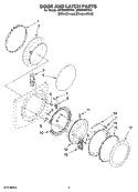 DOOR AND LATCH PARTS Diagram and Parts List for WFW9500TC01  Whirlpool Washer