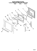 OVEN DOOR PARTS Diagram and Parts List for KEBC247KBL04  KitchenAid Wall Oven