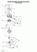 UPPER HOUSING AND MOTOR PARTS Diagram and Parts List for KCDI075V0  KitchenAid Food Waste Disposer