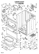 CABINET PARTS Diagram and Parts List for 3RLEC8646KQ3  Whirlpool Dryer