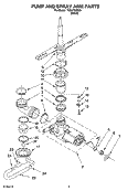 PUMP AND SPRAY ARM PARTS Diagram and Parts List for TUD4700SU0  Estate Dishwasher