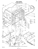 TUB Diagram and Parts List for GDU4050XPW1  Whirlpool Dishwasher