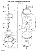 AGITATOR, BASKET AND TUB PARTS Diagram and Parts List for 7MMPD6845TM0  Whirlpool Washer