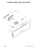 CONTROL PANEL AND LATCH PARTS Diagram and Parts List for KUDS30FXPA9  KitchenAid Dishwasher