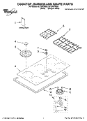 COOKTOP, BURNER AND GRATE PARTS Diagram and Parts List for GLT3657RQ03  Whirlpool Cooktop