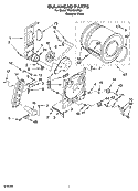 BULKHEAD PARTS, OPTIONAL PARTS (NOT INCLUDED) Diagram and Parts List for TGDX540RQ1  Estate Dryer
