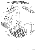 LOWER RACK PARTS Diagram and Parts List for GU1500XTLQ3  Whirlpool Dishwasher