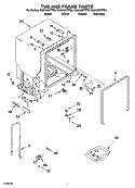 TUB AND FRAME PARTS Diagram and Parts List for GU2400XTPS6  Whirlpool Dishwasher