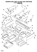 BURNER BOX, GAS VALVES, AND SWITCHES, OPTIONAL PARTS Diagram and Parts List for KGCP484KSS04  KitchenAid Cooktop