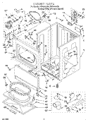 CABINET Diagram and Parts List for GEC9858HZ0  Whirlpool Dryer