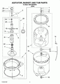 AGITATOR, BASKET AND TUB PARTS Diagram and Parts List for 7MWT99840WW0  Whirlpool Washer