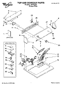 TOP AND CONSOLE PARTS Diagram and Parts List for LGR3624JQ3  Whirlpool Dryer