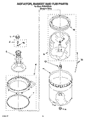 AGITATOR, BASKET AND TUB PARTS Diagram and Parts List for RAS6233KQ2  Roper Washer