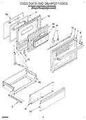 OVEN DOOR AND DRAWER Diagram and Parts List for SF388PEWZ0  Whirlpool Range
