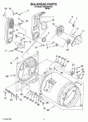 BULKHEAD PARTS Diagram and Parts List for WGD5200VQ0  Whirlpool Dryer