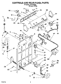 CONTROLS AND REAR PANEL PARTS Diagram and Parts List for LSR7333PQ0  Whirlpool Washer