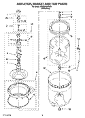 AGITATOR, BASKET AND TUB PARTS Diagram and Parts List for 1CWTW5700SW0  Whirlpool Washer