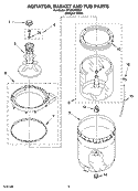 AGITATOR, BASKET AND TUB PARTS Diagram and Parts List for WTW5100SQ0  Whirlpool Washer