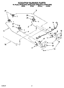 COOKTOP BURNER PARTS, OPTIONAL PARTS Diagram and Parts List for GW395LEPS03  Whirlpool Range