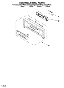 CONTROL PANEL PARTS Diagram and Parts List for GMC275PDS08  Whirlpool Microwave Oven Combo