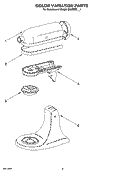 COLOR VARIATION PARTS Diagram and Parts List for 5K45SSBWH4  KitchenAid Mixer