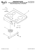 COOKTOP PARTS Diagram and Parts List for RF196LXKQ1  Whirlpool Range