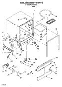 TUB ASSEMBLY Diagram and Parts List for RUD1000KB1  Roper Dishwasher